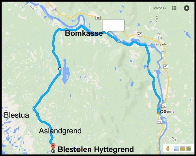Følg RV 40 fra Kongsberg mot Geilo. Fra Svene følg RV 98 og skilting mot Blestølen.  Blestølen ligger ca 24 km fra Svene og avkjøring RV40.     